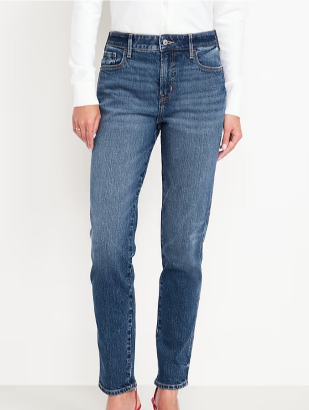 Like New Old Navy High Rise Vintage Slim Straight Jeans, Blue, 6 Short Petite